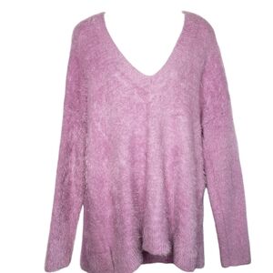 Show Me Your MUMU V Neck Sweater Size Large Purple Pink Cozy Forever Sweater